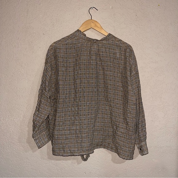 Caron Callahan | Linen Lagenlook Plaid Button Down Top And Pants Size: Large - Picture 4 of 6